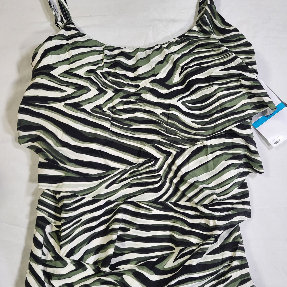 Coco Reef Zebra Print Tankini Swim Swimsuiy Top Womens Size 36C Nwt